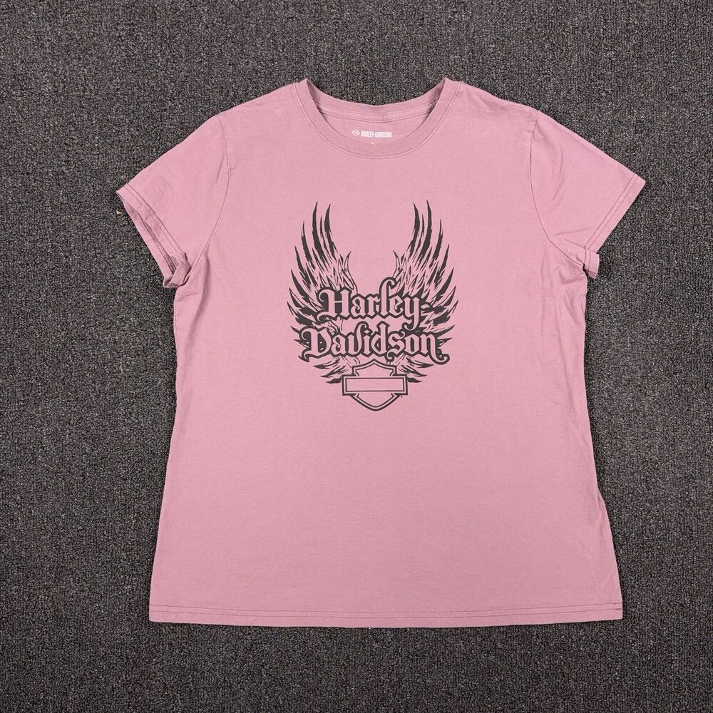 Harley Davidson T Shirt Tim Surdykes Wing Y2K Logo Women’s Pink Size XL